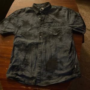 Volcom classic fit button down black and gray tie die.
